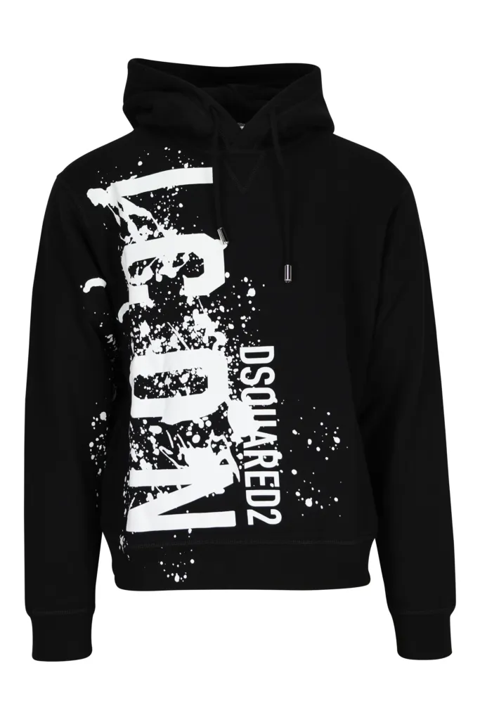 Sudadera negra con capucha y maxilogo 