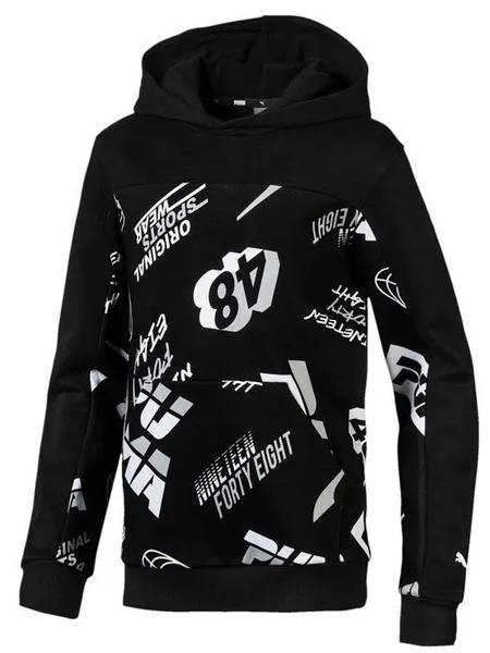 sudadera puma alpha hoody negra niño