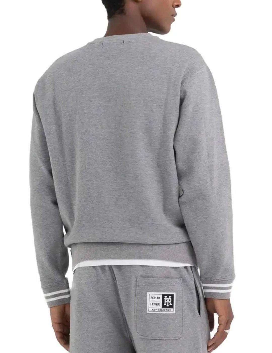 Sudadera Replay gris logo negro sin capucha para hombre