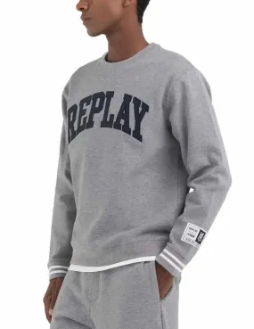 Sudadera Replay gris logo negro sin capucha para hombre