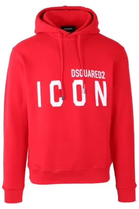 Sudadera roja con capucha y doble logo icon