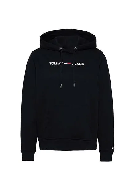 sudadera tommy jeans linear logo negro para mujer