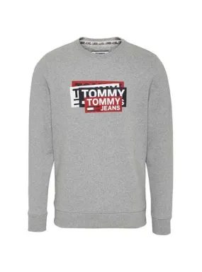 sudadera tommy jeans multi corp logo gris hombre