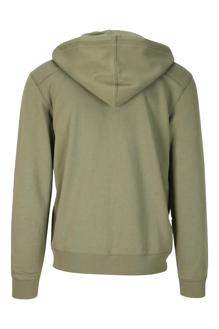 Sudadera verde militar con capucha y cremalleras con minilogo 