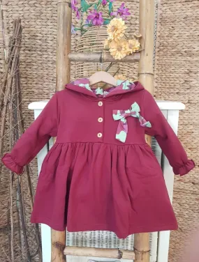 Vestido capucha camuflaje Mon Petit Burdeos R190543