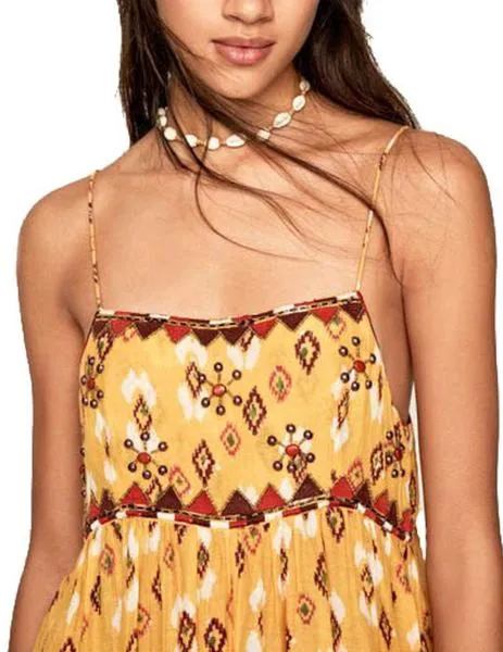 vestido pepe jeans largo boho angie amarillo