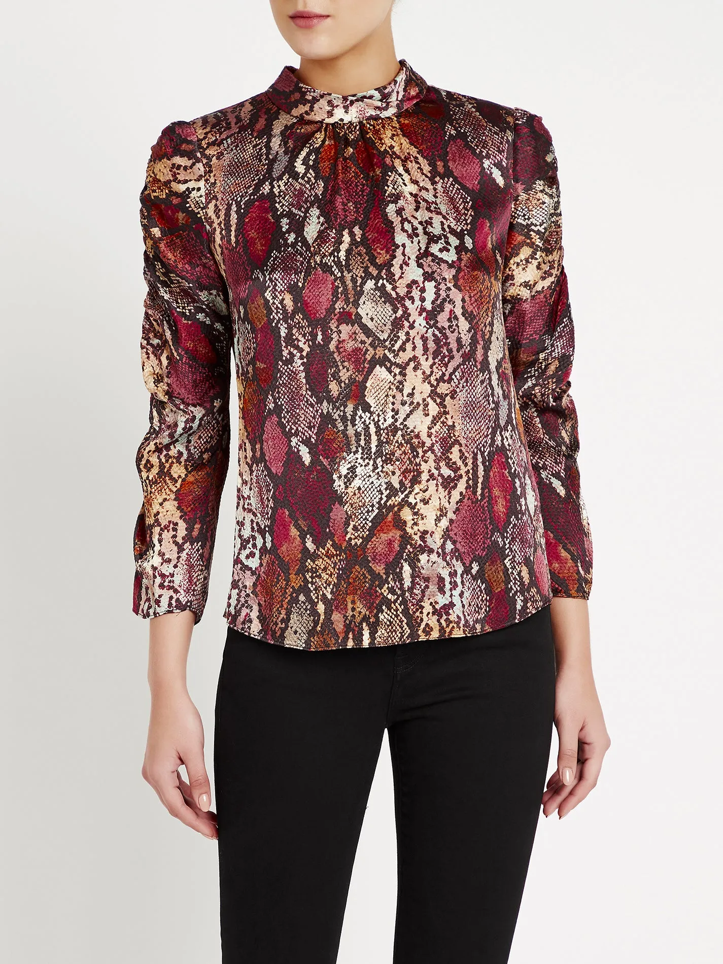 Watercolor Snake Hammered Silk Top