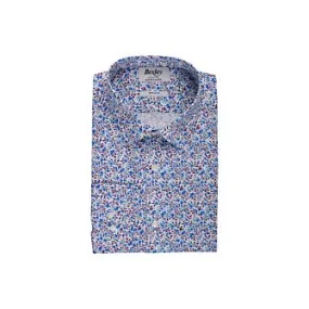 White cotton shirt with blue and red flowers - NOÉBERT