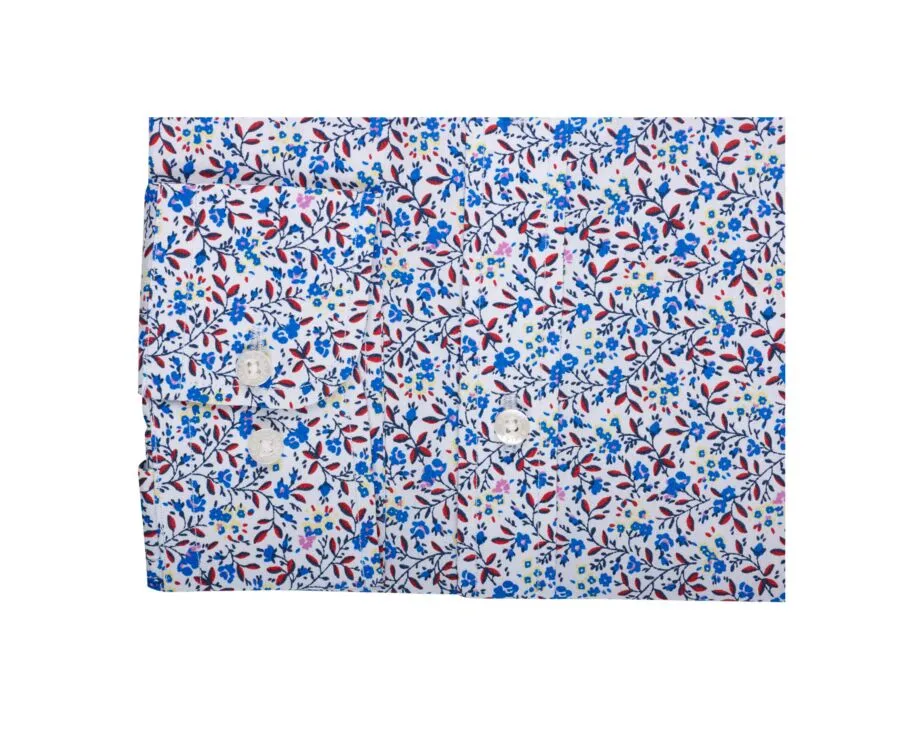 White cotton shirt with blue and red flowers - NOÉBERT