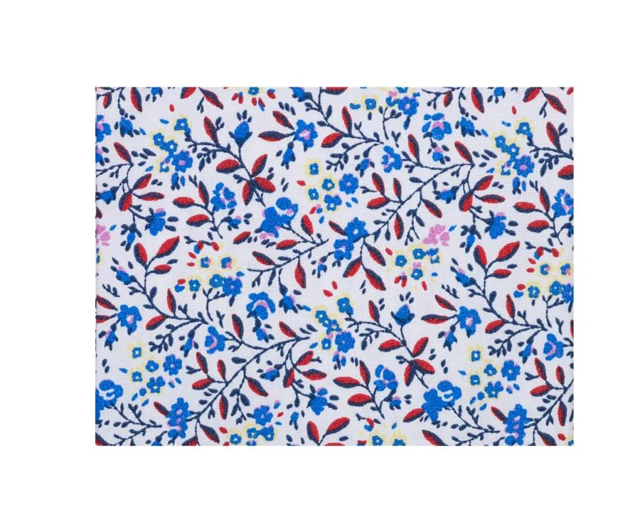 White cotton shirt with blue and red flowers - NOÉBERT