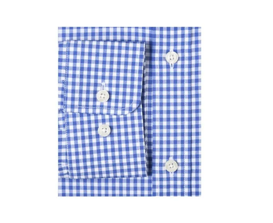 White Cotton shirt with light blue and white checks - RUGGERO