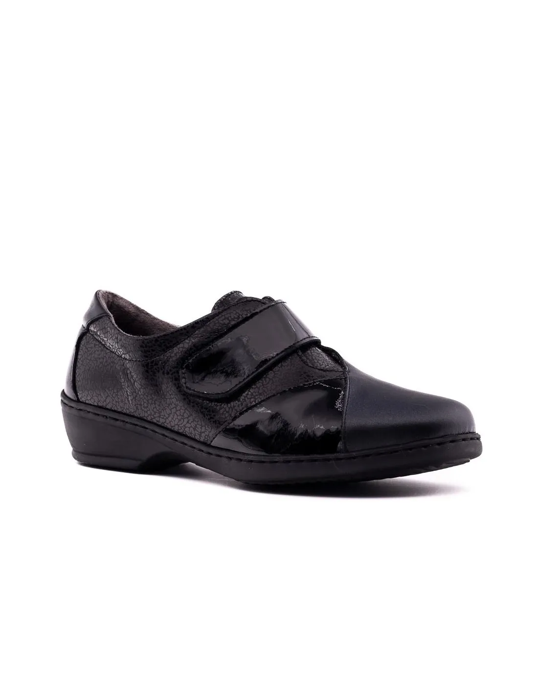 ZAPATO ANCHO ESPECIAL VELCRO MUJER NOTTON 0561 NEGRO