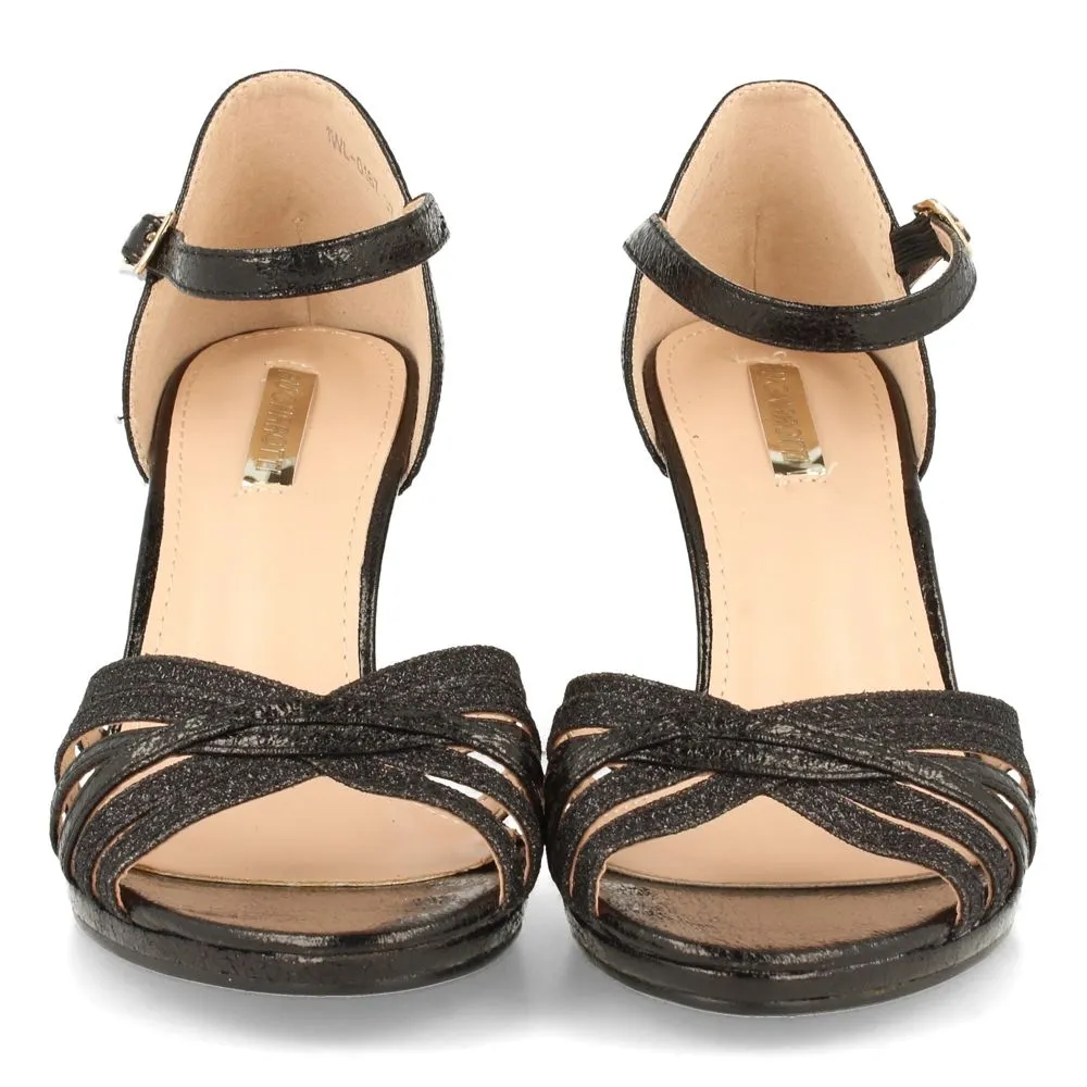 Zapatos de tacón negros atados al tobillo, descubre los cupones de Let's Secrets1WL-0187-Negro