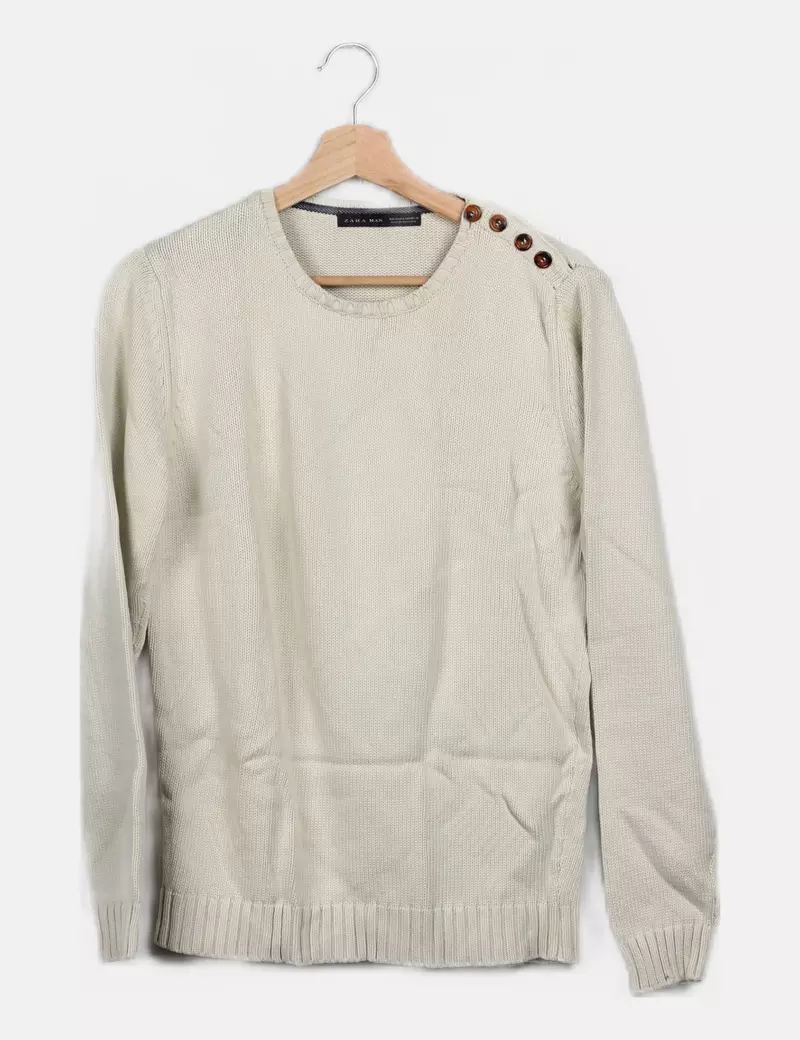 Zara Jersey punto beige casual