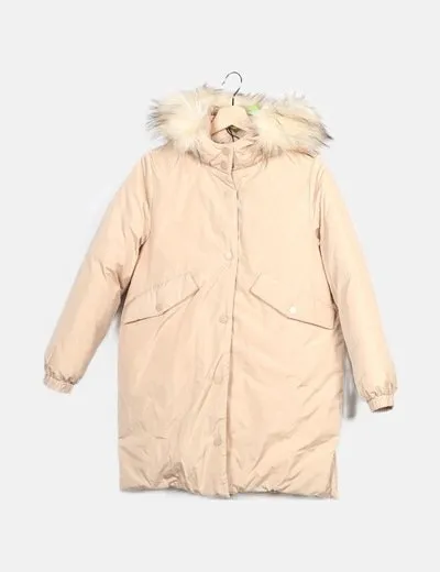 Zara Parka beige pelo en la capucha