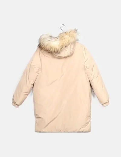 Zara Parka beige pelo en la capucha